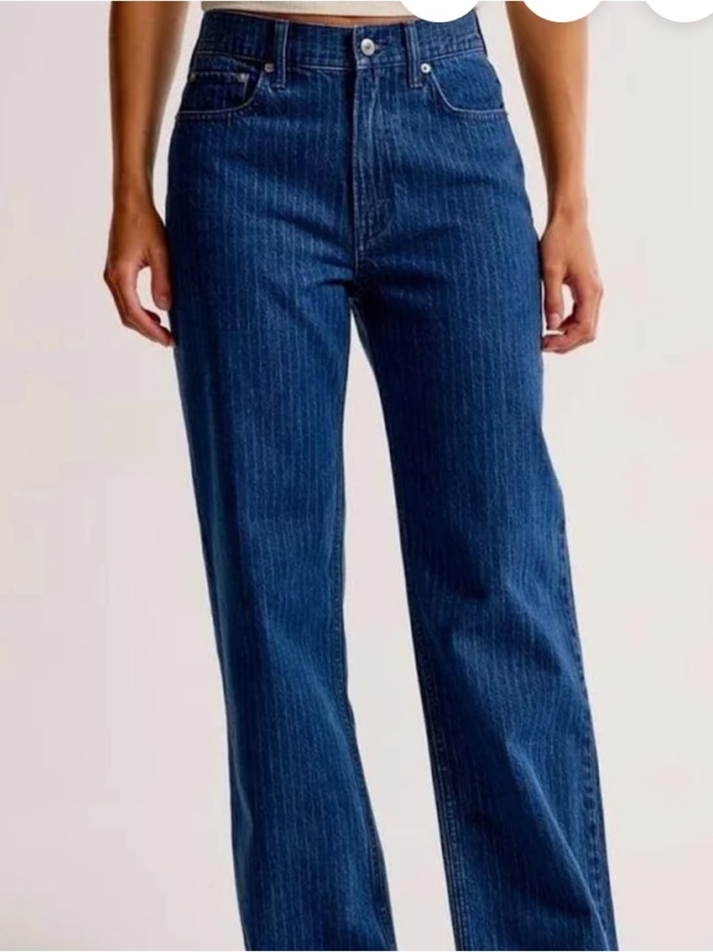 Abercrombie & Fitch Women's Loose High-Rise Wide Leg Jeans Pinstriped